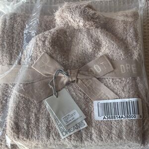 Barefoot Dreams Cozy Chic Pom Pom Beanie and scarf set - Tan